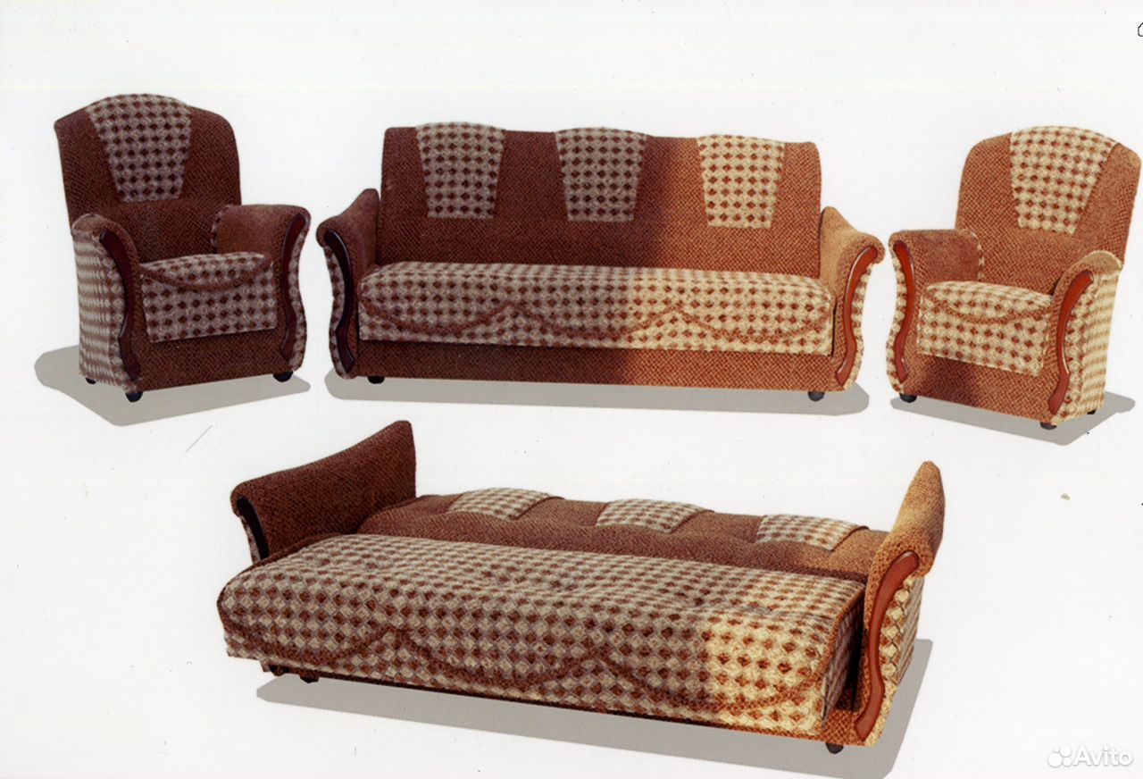 Мягкая мебель диван 2 кресла эконом