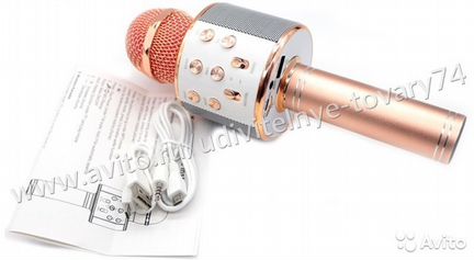 Микрофон с караоке wster WS-858 золотой