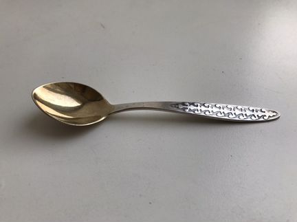 Кофейная ложка серебро 916 проба позолота