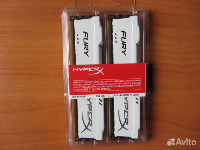 Kingston HyperX fury (HX313C9FWK2/16) 16 гб