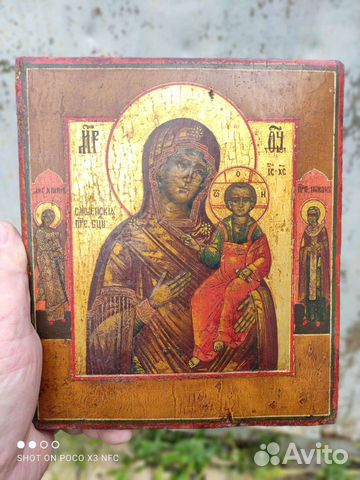 Старинная икона Смоленская божья матерь 19 век