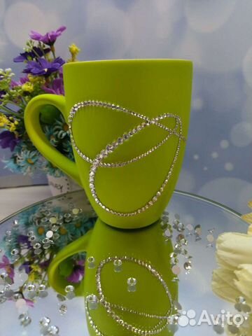 Кружка с декором из страз, инкрустация для кружки