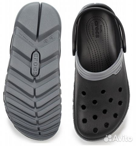 Сабо сандалии Crocs черно серые Duet max clog Сабо сандалии Crocs черно серые Duet max clog