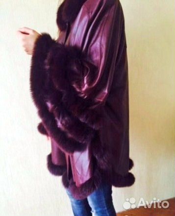 Новое кожаное пальто/куртка - пончо с песцом Новое кожаное пальто/куртка - пончо с песцом