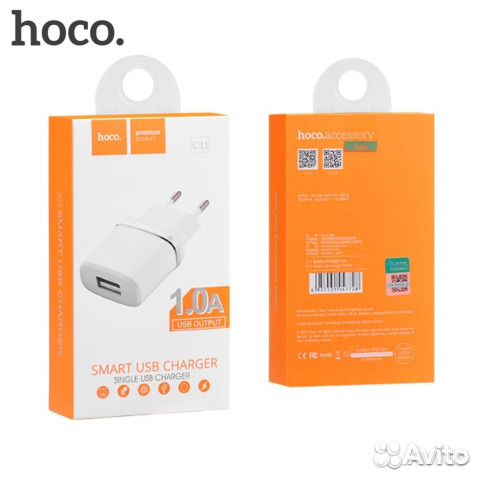 Зарядное устройство hoco C11, 1 USB, 1 A