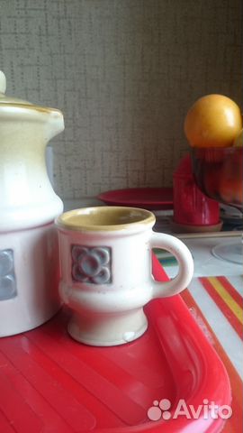 Керамический кувшин с кружкой, СССР, 1,3 л Керамический кувшин с кружкой, СССР, 1,3 л