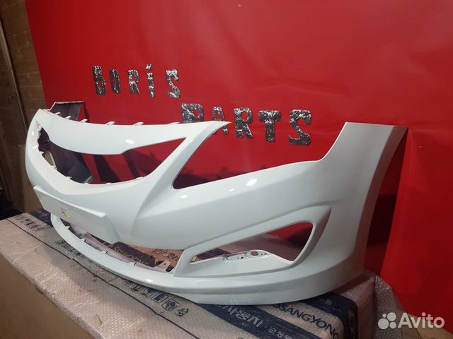 Hyundai Solaris бампер передний белый цвет PGU
