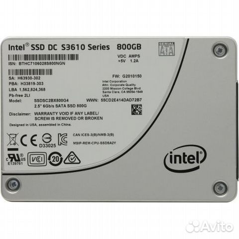 SSD диск Intel DC S3610 800Gb
