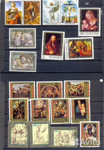 Живопись (100 почтовых марок разных стран)