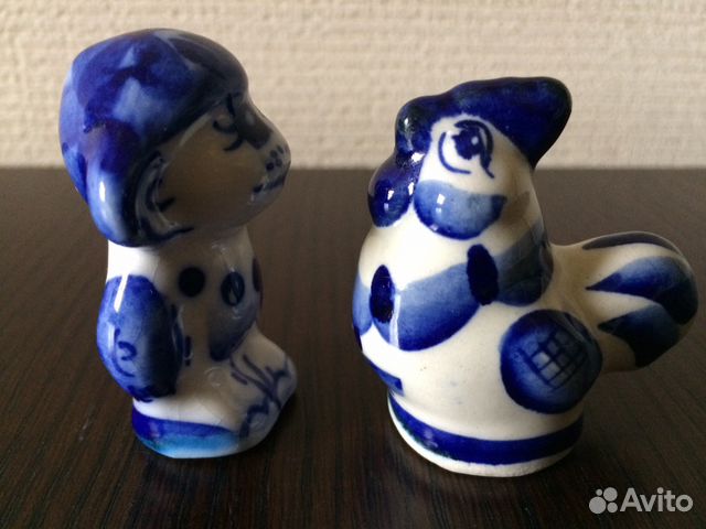 Статуэтки Гжель Обезьянка, Петушок Статуэтки Гжель Обезьянка, Петушок