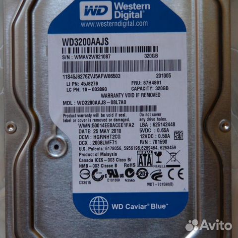 Новый Жёсткий диск Hdd Western Digital blue 320Gb