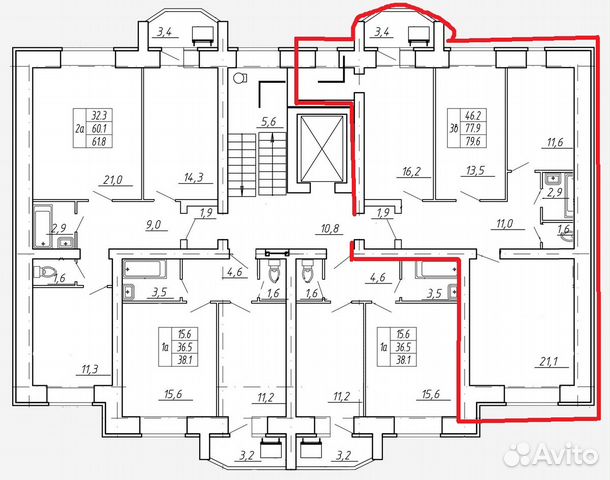 3-к квартира, 80 м², 9/10 эт.