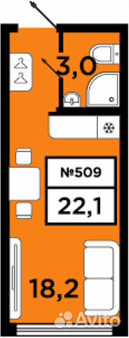 Студия, 21.2 м², 11/20 эт.