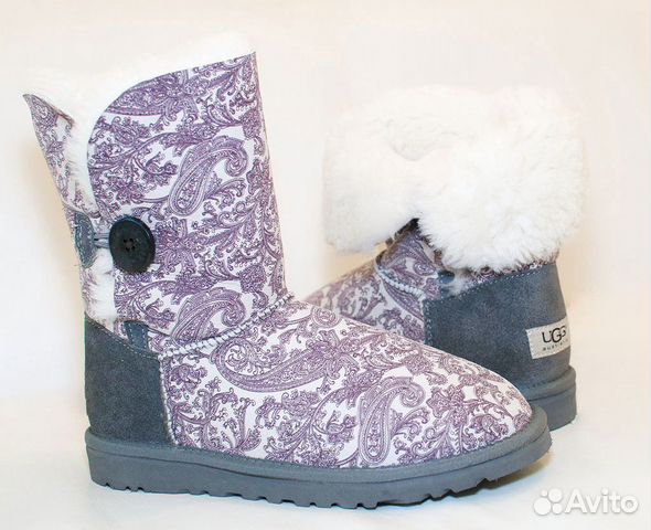 Угги UGG оригинал с принтом и пуговицей 5803