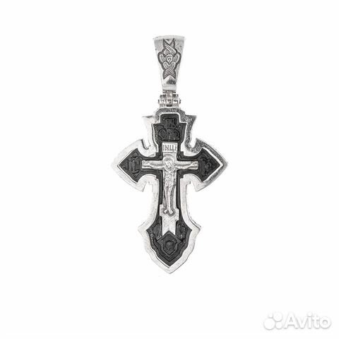 Серебряный мужской крестик, покрытие родием, встав Серебряный мужской крестик, покрытие родием, встав