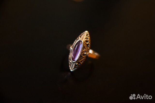 Золотое кольцо с александритом, 585 проба СССР
