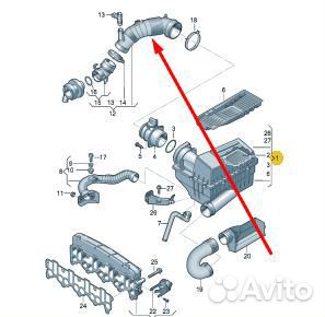 Патрубок воздушный Volkswagen Passat B6 variant Патрубок воздушный Volkswagen Passat B6 variant