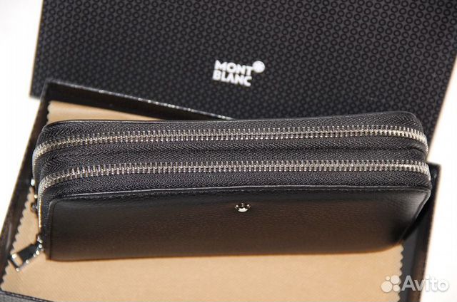 Мужской кожаный клатч Montblanc new 2x black Мужской кожаный клатч Montblanc new 2x black