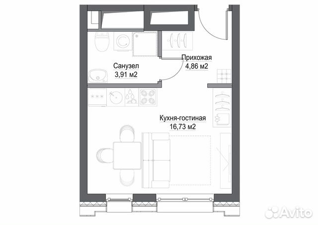 1-к квартира, 25.8 м², 42/45 эт. 1-к квартира, 25.8 м², 42/45 эт.