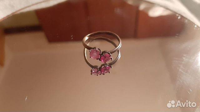 Серебрянное кольцо с фианитами, СССР, проба 875