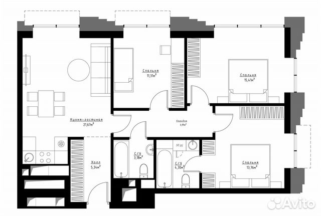 3-к квартира, 80.6 м², 10/33 эт. 3-к квартира, 80.6 м², 10/33 эт.