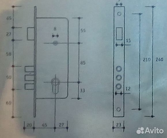 Замок врезной Apecs 2200 G с ручками