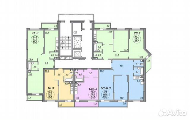 3-к квартира, 64 м², 11/23 эт. 3-к квартира, 64 м², 11/23 эт.