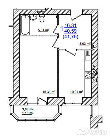 1-к квартира, 42.3 м², 7/10 эт. 1-к квартира, 42.3 м², 7/10 эт.