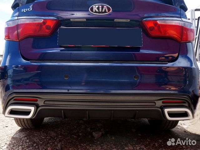 Диффузор GT заднего бампера Kia Rio III тиснение