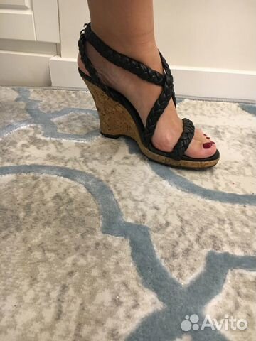 Туфли/сандали dkny 40 кожа чёрные пробка