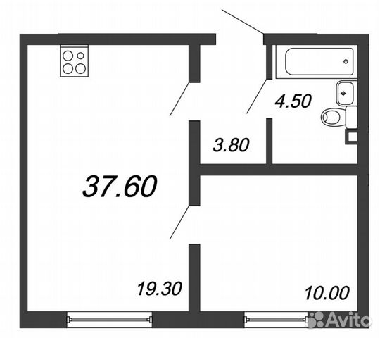 1-к квартира, 37.7 м², 1/24 эт.