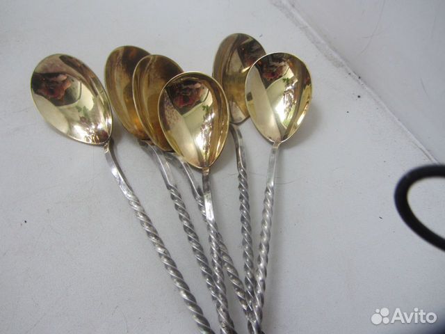 Чайные ложки мельхиоровые с позолотой