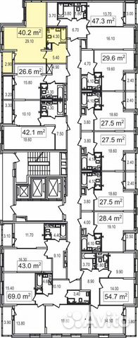 1-к квартира, 40.2 м², 20/25 эт.