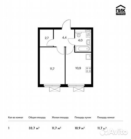 1-к квартира, 33.7 м², 15/17 эт. 1-к квартира, 33.7 м², 15/17 эт.