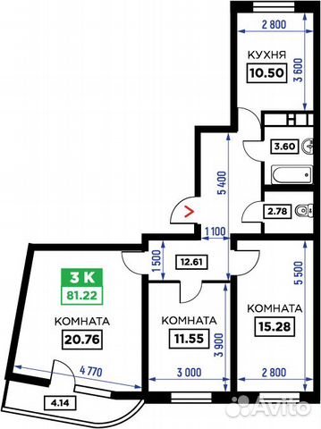 3-к квартира, 81.2 м², 18/24 эт.