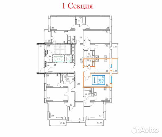 1-к квартира, 40.5 м², 13/17 эт.