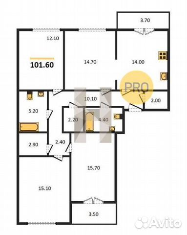 4-к квартира, 101.6 м², 2/16 эт. 4-к квартира, 101.6 м², 2/16 эт.