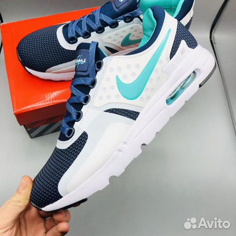 Nike Air Max Zero белые синие с голубым значком