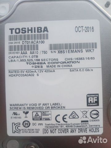 Жесткие диски на 1 и 2 TB