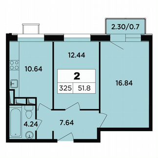 2-к апартаменты, 51.8 м², 14/18 эт.