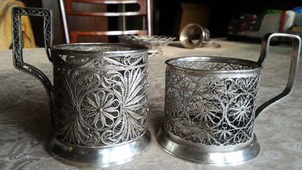 Подстаканник, конфетница. Скань. Филигрань. Мельх