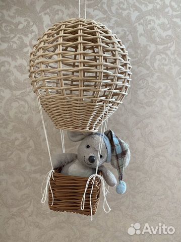 Плетеный декор шар с корзиной монгольфьер