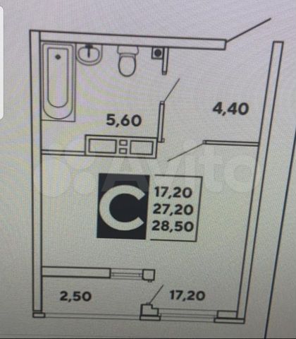 Квартира-студия, 28,6 м², 8/17 эт.