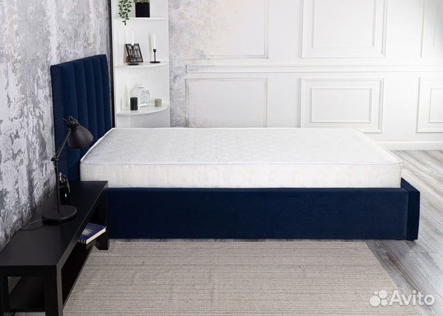 Кровать 80х200 синий велюр Барокко