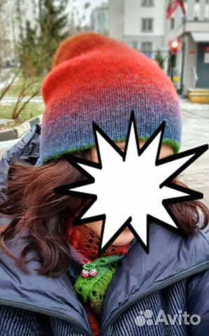 Шапка и шаль дизайнерские из 100 шерсти Дундага