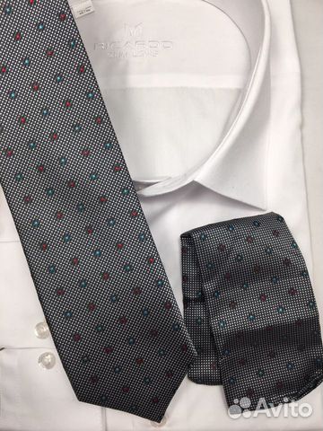 Новй серый Галстук и платок