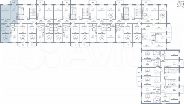 2-к. квартира, 71,2 м², 2/16 эт.