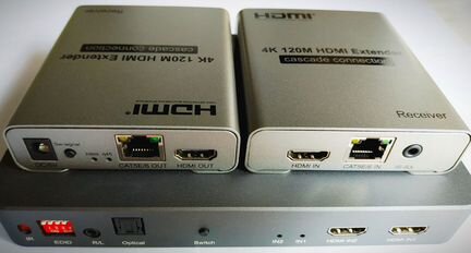 Hdmi сплиттер/свитчер 2*6 по RJ45+удлинители 120м