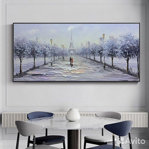 Картина маслом на холсте Зимний Париж