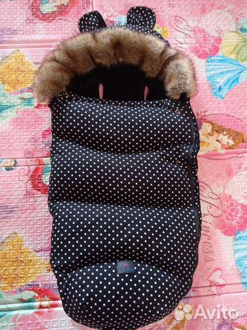 Зимний меховой конверт в коляску или санки